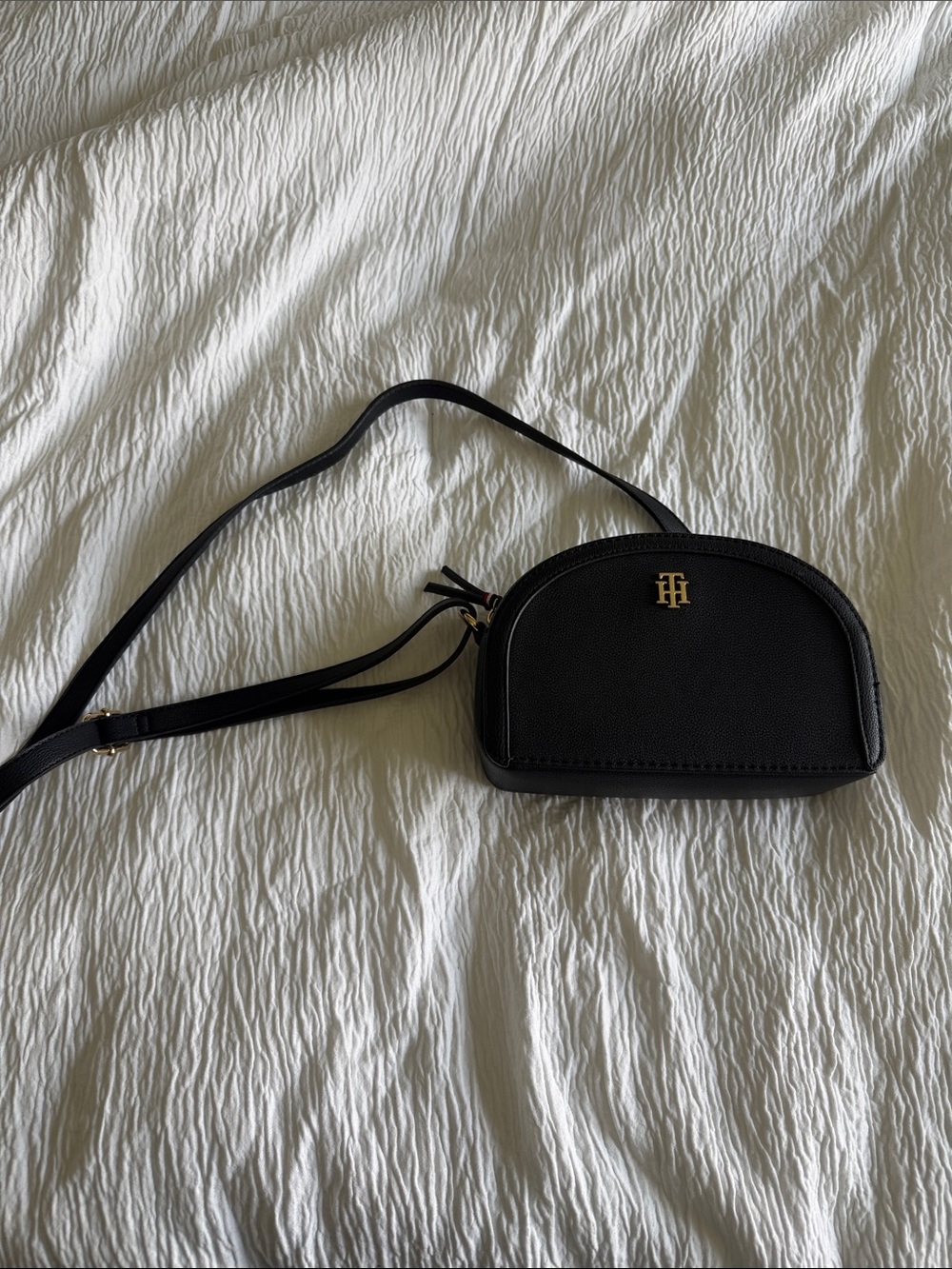 Tommy Hilfiger Black Dome Crossbody with Gold Logo